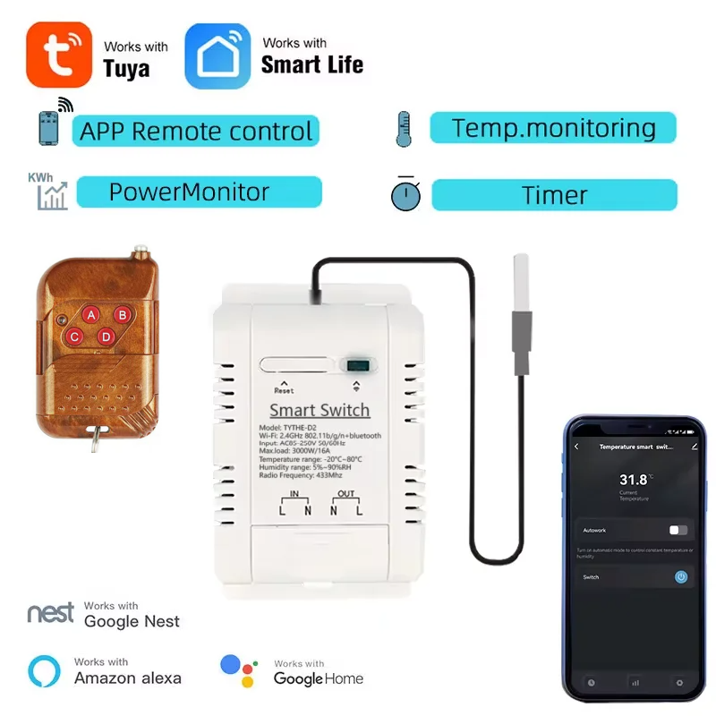Tuya Wifi 16A/20A Smart Temper - Sonoff Basic Switch ulasan dan harga