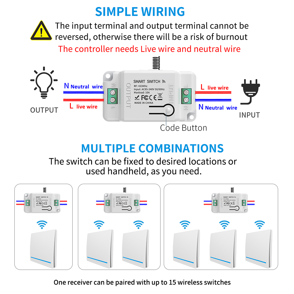 Wireless Switch Remote Control - 433Mhz Receiver Module ulasan dan harga
