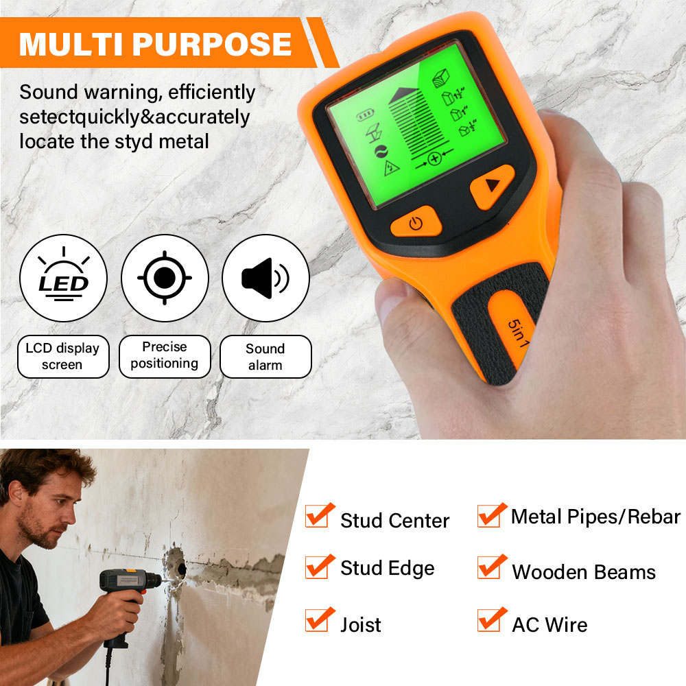 Wall Stud Detector 5 in 1 Hand - Water Leak Detector Wired ulasan dan harga
